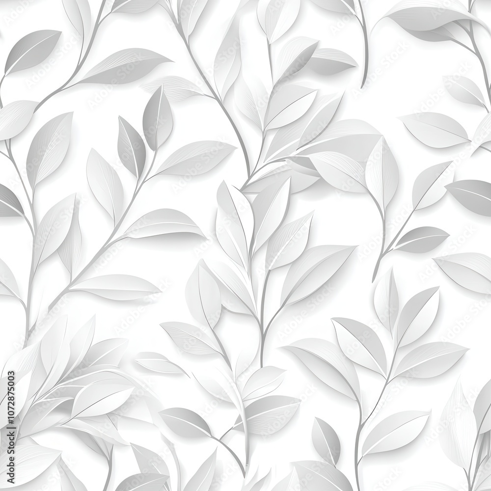Elegant Minimalist White Leaf Pattern on Soft Background, Perfect for Nature-Inspired Designs, Textiles, and Home Decor, Provides Serenity and Freshness to Any Space Elegant Minimalist White Leaf Pattern on Soft Background, Perfect for Nature-Inspired Designs, Textiles, and Home Decor, Provides Serenity and Freshness to Any Space