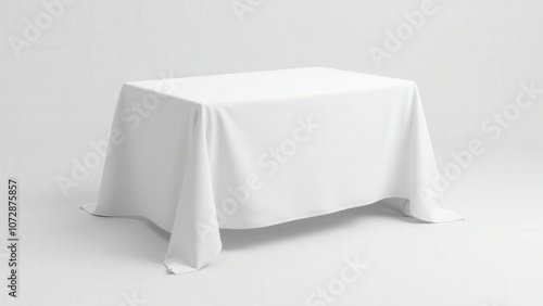 This mockup features a plastic tablecloth white, emphasizing durability and an easy-to-clean surface for event use.