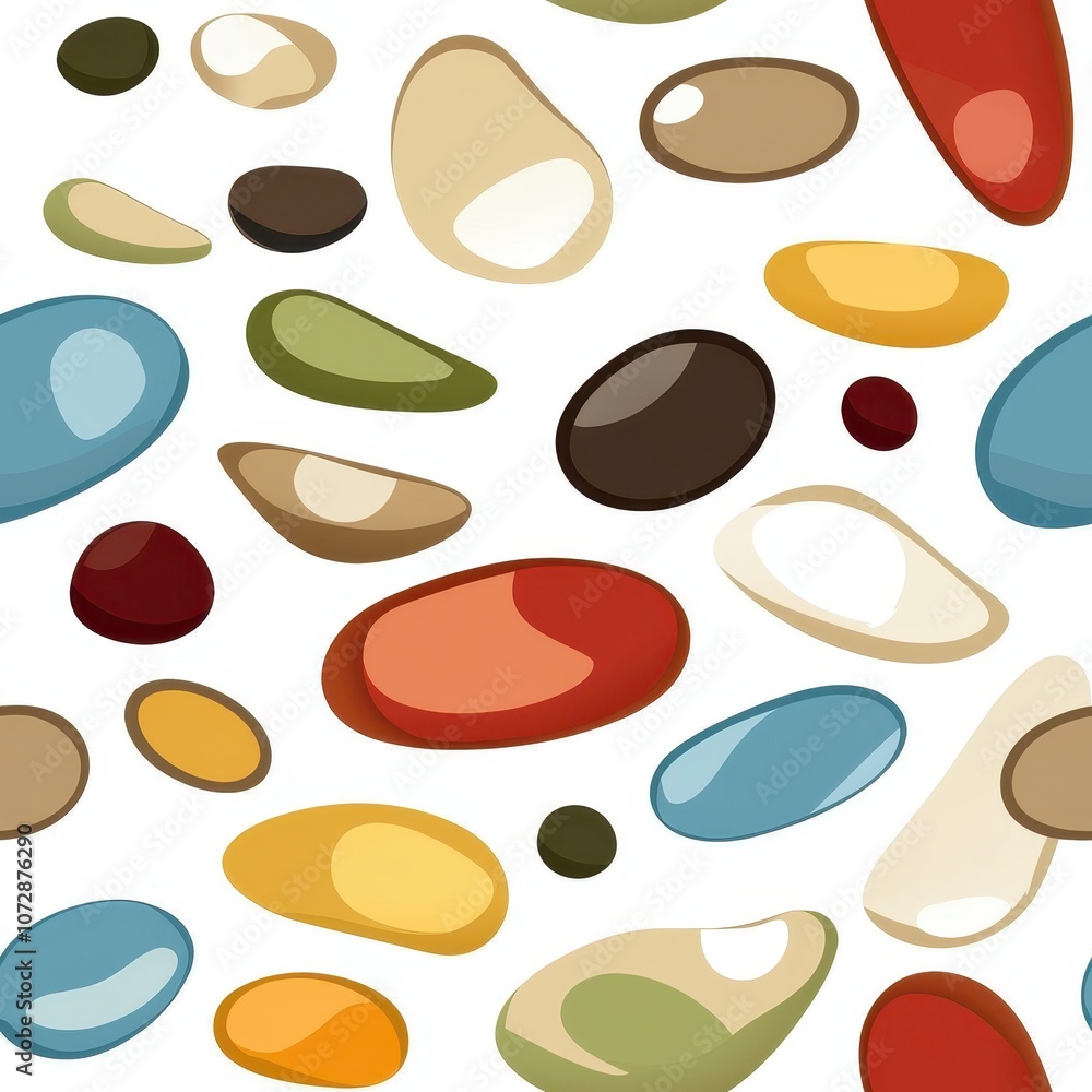 Colorful Abstract Composition of Smooth Stones and Pebbles on a White Background for Creative and Artistic Use in Design Projects Colorful Abstract Composition of Smooth Stones and Pebbles on a White Background for Creative and Artistic Use in Design Projects