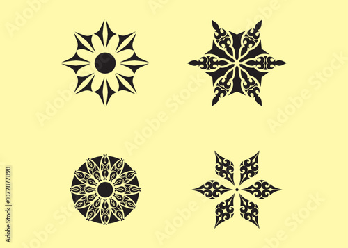 4 circle clipart vector design black and white