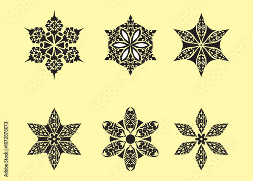 Circle flower mandala art black and white