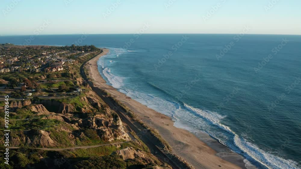 Aerial drone view of San Clemente California coastline at sunset Aerial drone view of San Clemente California coastline at sunset