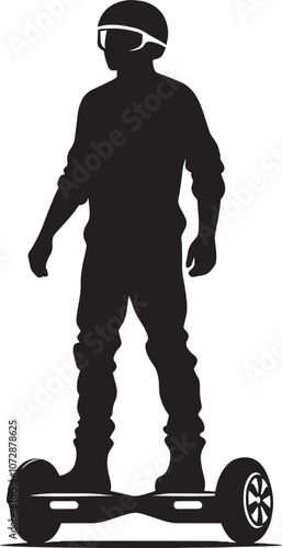 A person Hover boarding silhouette vector illustration isolated on a white background