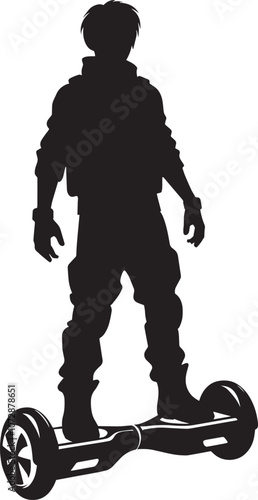 A person Hover boarding silhouette vector illustration isolated on a white background