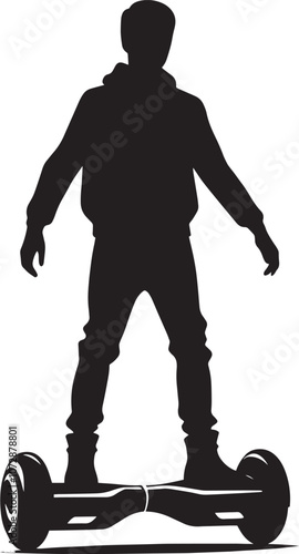 A person Hover boarding silhouette vector illustration isolated on a white background