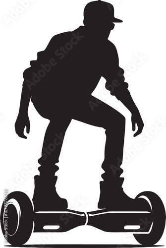 A person Hover boarding silhouette vector illustration isolated on a white background