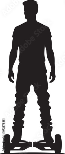 A person Hover boarding silhouette vector illustration isolated on a white background