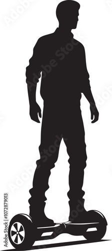 A person Hover boarding silhouette vector illustration isolated on a white background