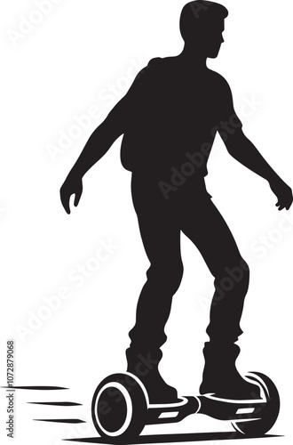 A person Hover boarding silhouette vector illustration isolated on a white background