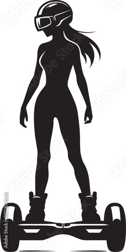 A person Hover boarding silhouette vector illustration isolated on a white background