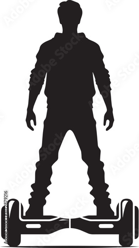 A person Hover boarding silhouette vector illustration isolated on a white background