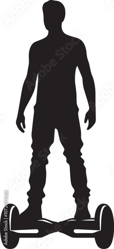 A person Hover boarding silhouette vector illustration isolated on a white background
