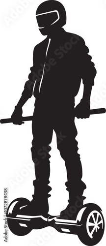 A person Hover boarding silhouette vector illustration isolated on a white background