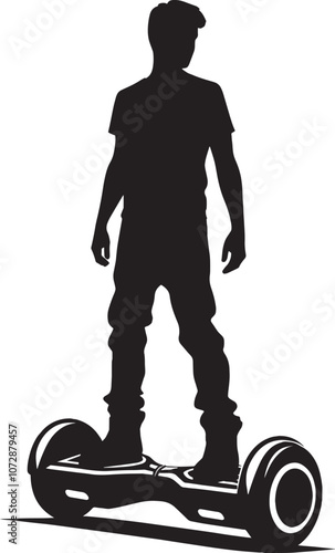 A person Hover boarding silhouette vector illustration isolated on a white background