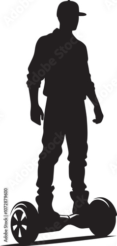 A person Hover boarding silhouette vector illustration isolated on a white background