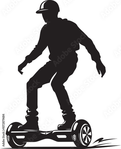 A person Hover boarding silhouette vector illustration isolated on a white background