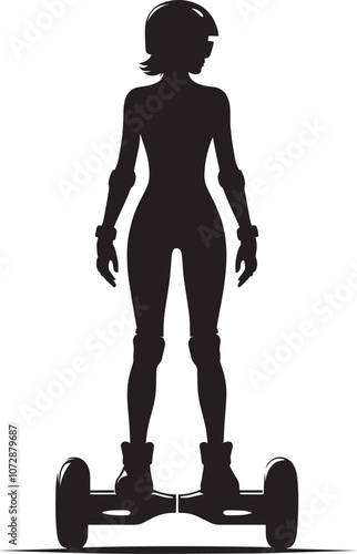 A person Hover boarding silhouette vector illustration isolated on a white background