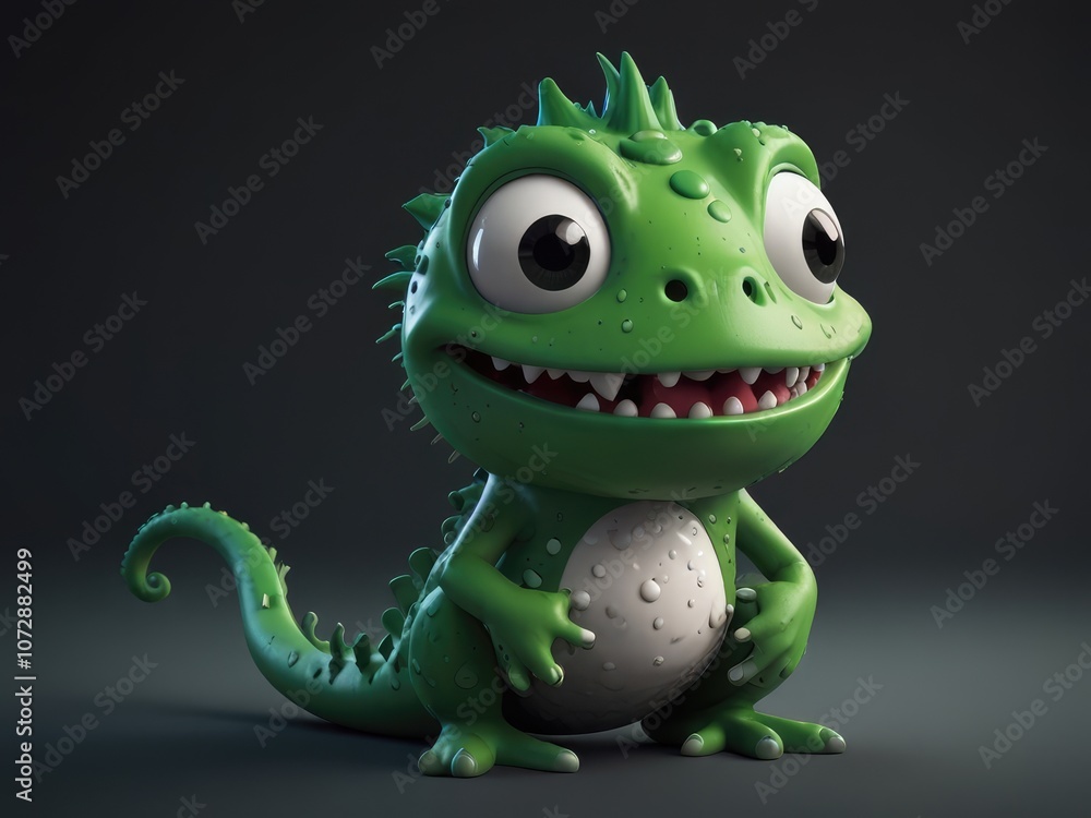 Fototapeta premium 3d green alien monster cartoon