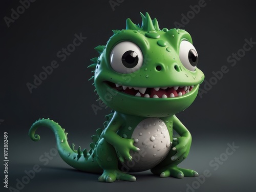 3d green alien monster cartoon