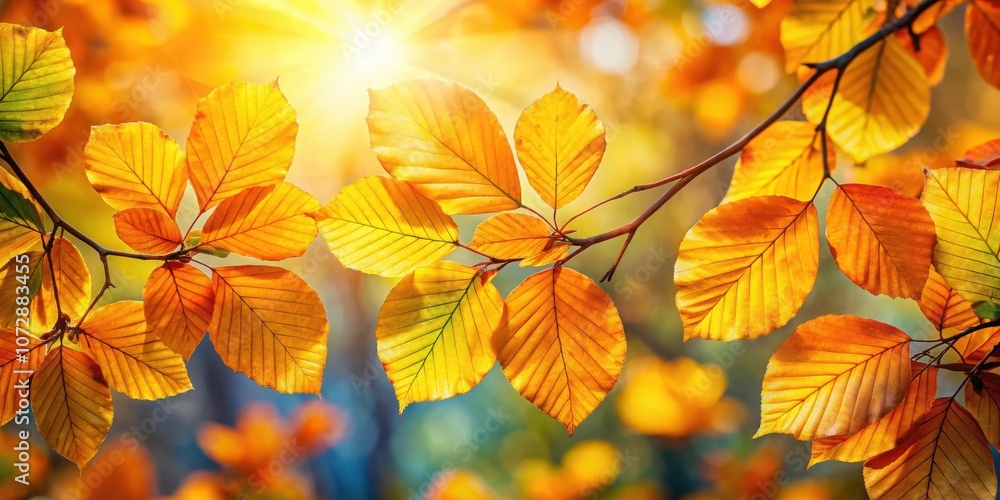 Golden Autumn Leaves Bathed in Sunlight, Creating a Tapestry of Nature's Beauty Golden Autumn Leaves Bathed in Sunlight, Creating a Tapestry of Nature's Beauty
