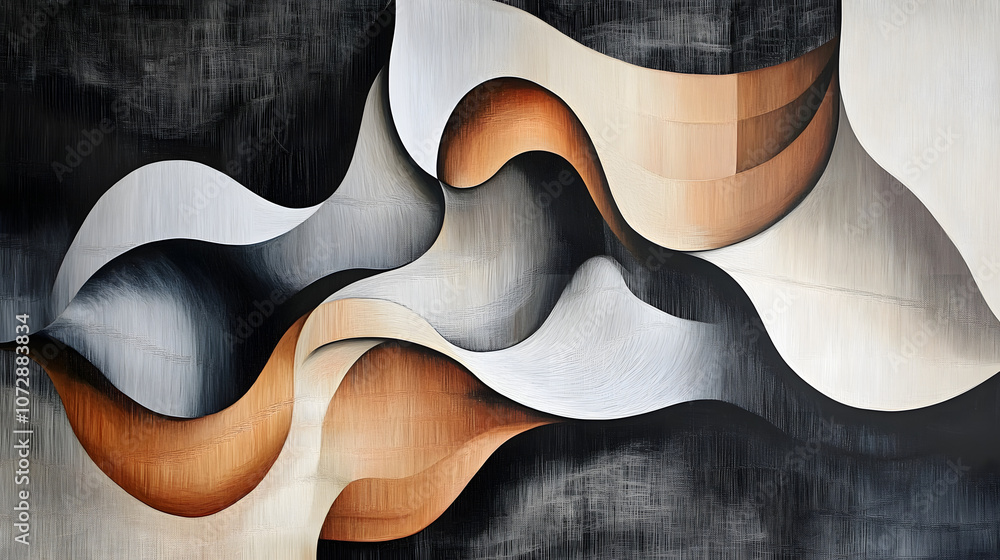Obraz premium Layered abstract forms with contrasting colors.