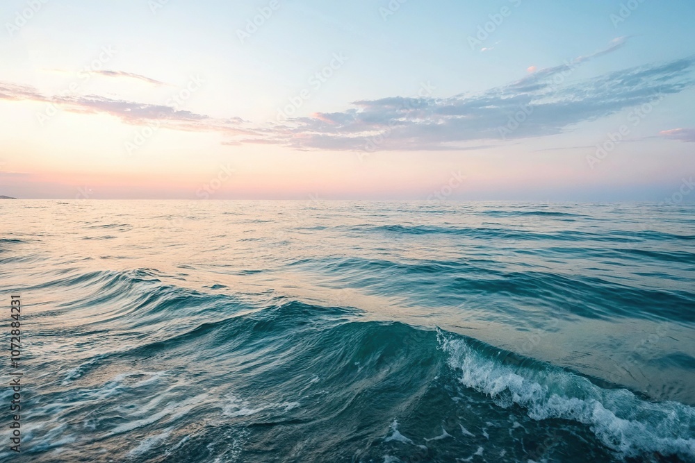 Fototapeta premium Soft watercolor gradient with gentle waves, soft focus, background, calm, natural beauty, ocean