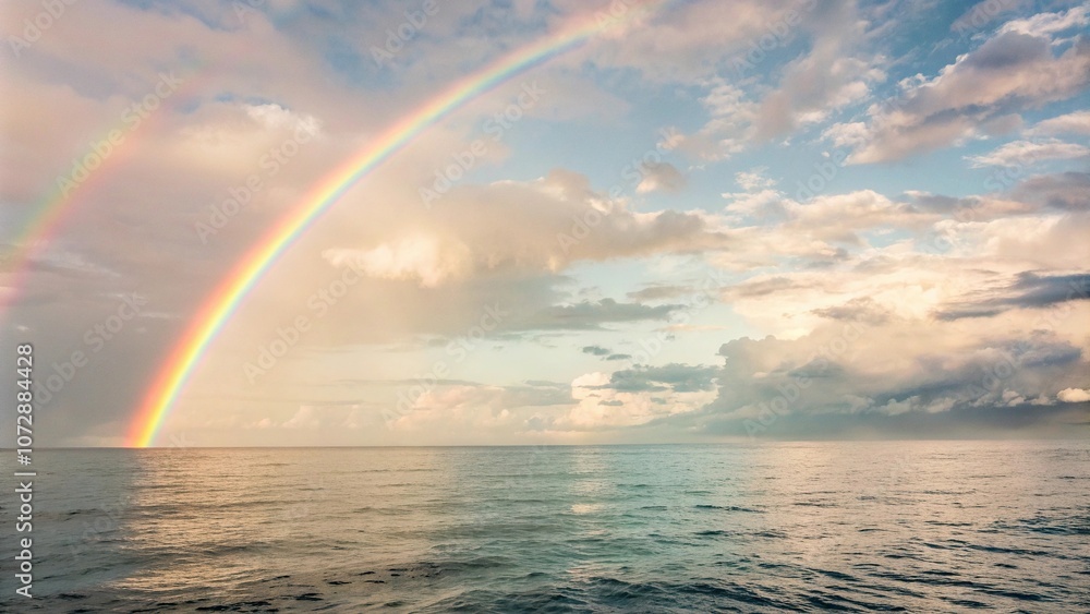 Softly glowing rainbow hues fade into a serene watercolor background, pink, rainbow colors, purple, atmospheric perspective, puffy clouds Softly glowing rainbow hues fade into a serene watercolor background, pink, rainbow colors, purple, atmospheric perspective, puffy clouds