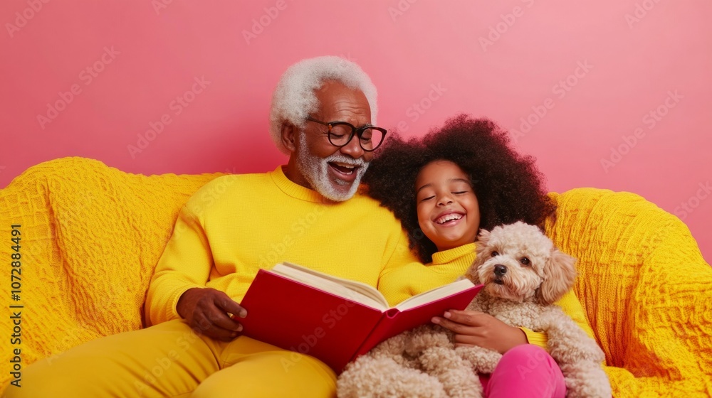 National Dictionary Day Grandfather and Granddaughter Celebrating Family Bonding and Learning with a Book, Cozy Setting for Grandparents Day and Thanksgiving National Dictionary Day Grandfather and Granddaughter Celebrating Family Bonding and Learning with a Book, Cozy Setting for Grandparents Day and Thanksgiving