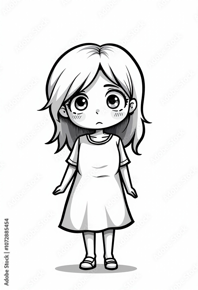 Sadness Illustrated: A Black and White Coloring Page of a Depressed Woman, Ideal for Kids to Explore Emotions and Creativity in a Simple Design Sadness Illustrated: A Black and White Coloring Page of a Depressed Woman, Ideal for Kids to Explore Emotions and Creativity in a Simple Design