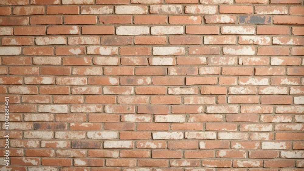 Obraz premium Rustic brick wall background with aged, weathered texture, structure, weathered, exterior