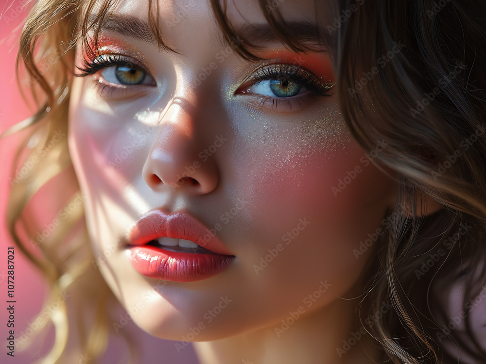 Generated portrait illustration of a beautiful woman. Generated portrait illustration of a beautiful woman.