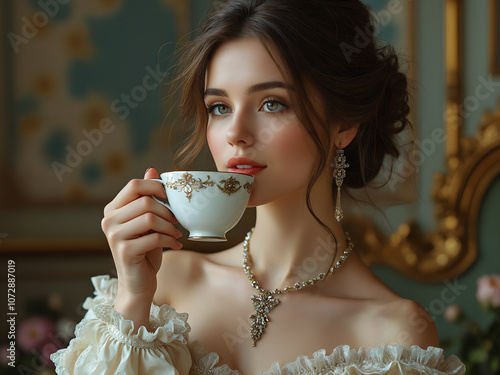 Generated portrait illustration of a beautiful woman.