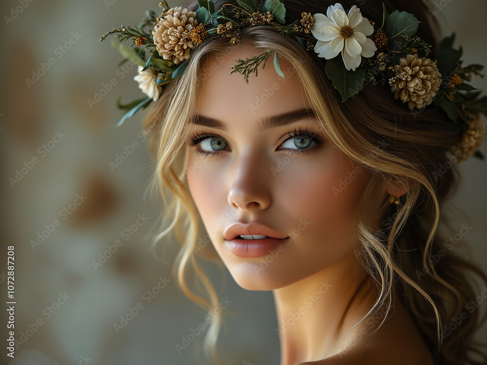 Naklejka premium Generated portrait illustration of a beautiful woman.