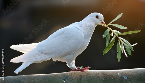 White dove with an olive branch, symbolizing peace