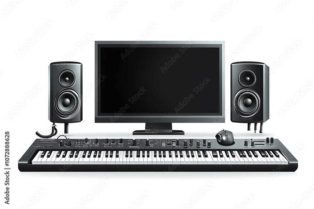 Blank black pc monitor on desktop in organized workplace. Blank black pc monitor on desktop in organized workplace.