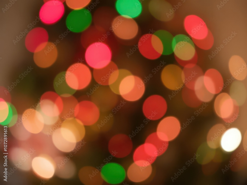 Blurred Christmas lights creating a bokeh effect in red, green, and white hues, background Blurred Christmas lights creating a bokeh effect in red, green, and white hues, background