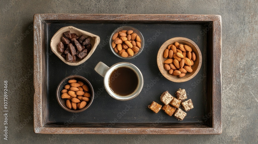 Assorted Nuts and Treats on Serving Tray Assorted Nuts and Treats on Serving Tray