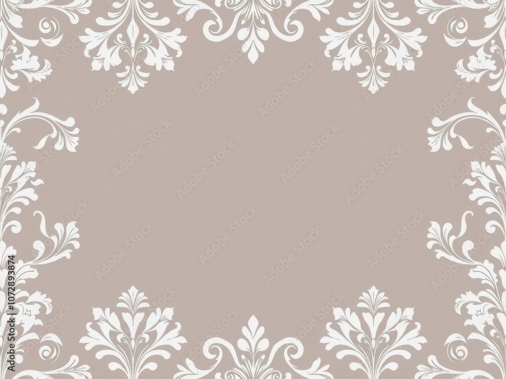 Elegant floral damask pattern in white and silver, wallpaper, luxurious Elegant floral damask pattern in white and silver, wallpaper, luxurious