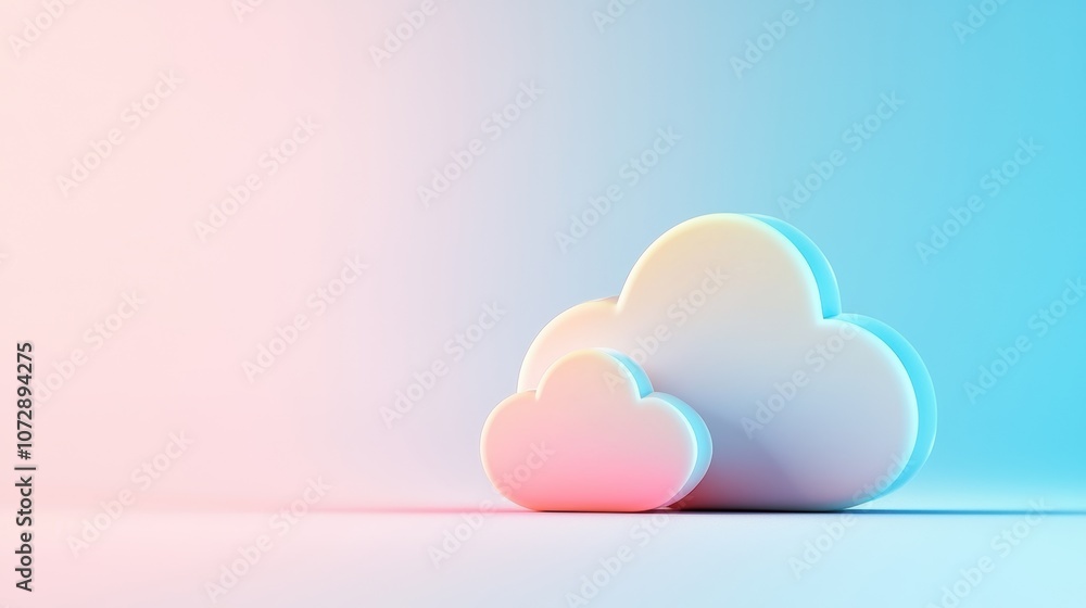 A sleek, 3D cloud icon with a gradient of blue and white, casting a soft shadow, conveying a sense of modern technology and cloud computing. A sleek, 3D cloud icon with a gradient of blue and white, casting a soft shadow, conveying a sense of modern technology and cloud computing.