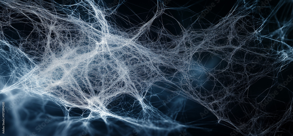 Black background with white spider webs, hanging from the left and right sides of the screen The webs are thin and long, Ai Black background with white spider webs, hanging from the left and right sides of the screen The webs are thin and long, Ai