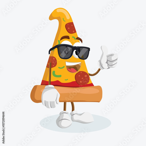 Pizza logo mascot thumb pose