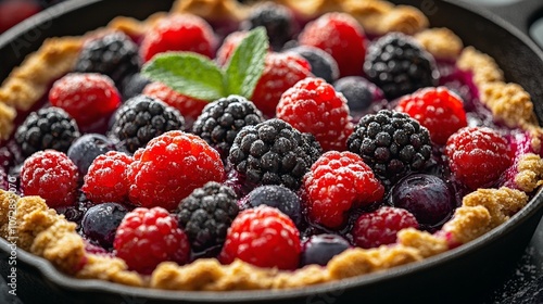 Rustic Berry Cobbler Recipe in a Cast-Iron Skillet