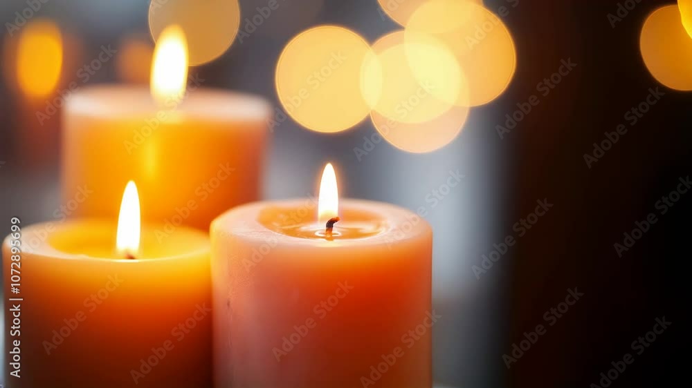 Lit candles with soft bokeh background Lit candles with soft bokeh background