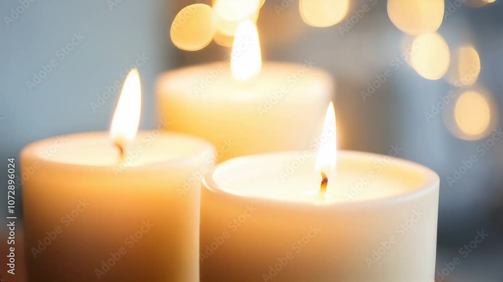 Lit candles with soft bokeh background Lit candles with soft bokeh background