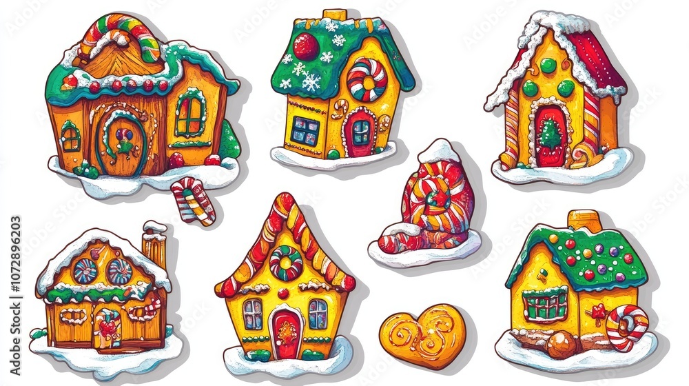 Fototapeta premium Gingerbread cookies, Christmas theme, isolated on white background 