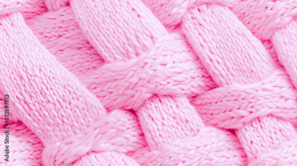 Obraz premium 3D knitted fabric seamless pattern pink white background. wool fiber texture design wallpaper