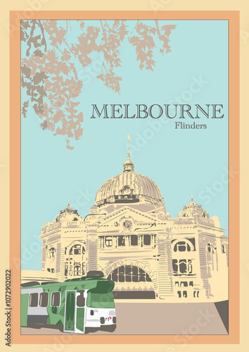 Flinders street travel poster photo