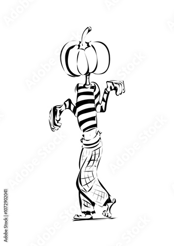 Gruselige Gestalt mit Kürbis Kopf