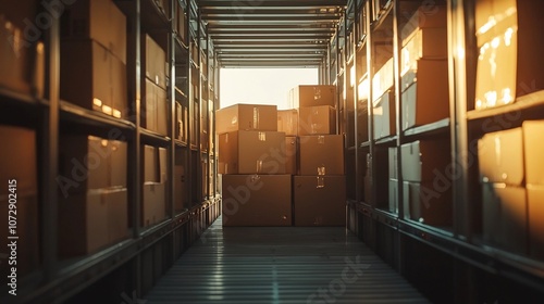 Warehouse Filled with Moving Boxes Providing Relocation and Packing Services