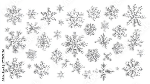 Wallpaper Mural Sticker snowflakes christmas illustration, Collection of Christmas on white background Torontodigital.ca